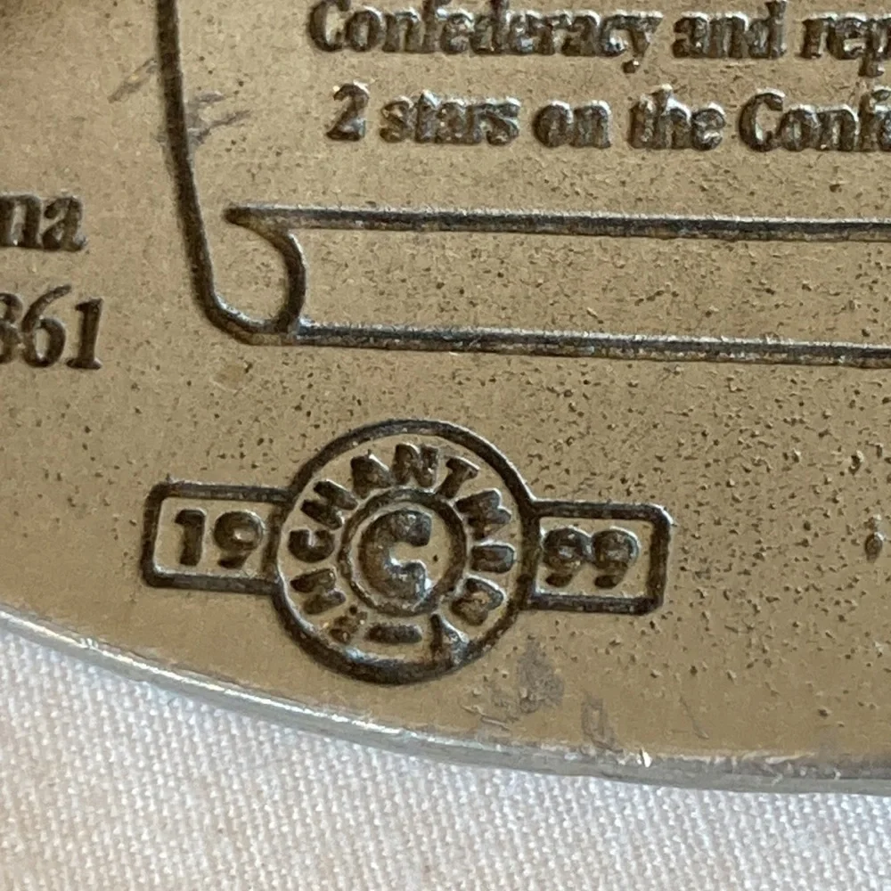 Vintage SC Confederate State History Belt & Buckle Black Leather, 1999